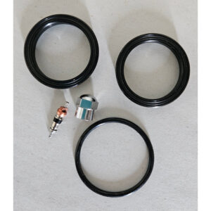 Durable shock absorber rings with mounting hardware for vehicle suspension repair.